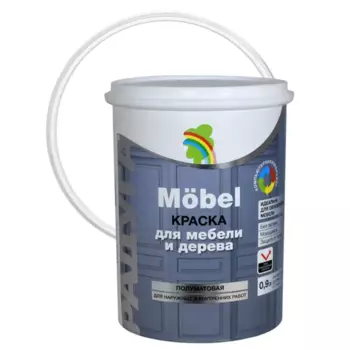 Краска ВД-АК 115 для мебели база А цвет белый 0.9 л