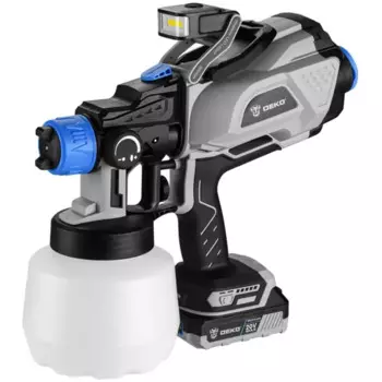 Краскопульт аккумуляторный Deko DSG20K2 Pro, 20 В Li-ion 2.3 Ач, 0.6 л/мин