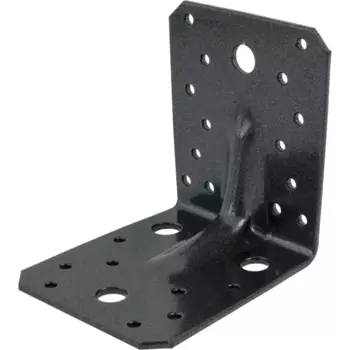 Крепежный уголок усиленный. цвет черный 105x105x90x2 мм