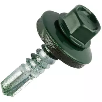 Саморезы кровельные по металлу с пресс-шайбой Standers RAL6005 5.5x25 100 шт.