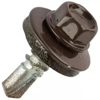 Саморезы кровельные по металлу с пресс-шайбой Standers RAL8017 5.5x19 120 шт.