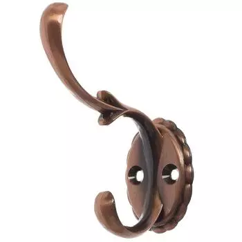 Крючок максимальная нагрузка 10 кг 80 мм сталь крепление на саморезы цвет античная медь