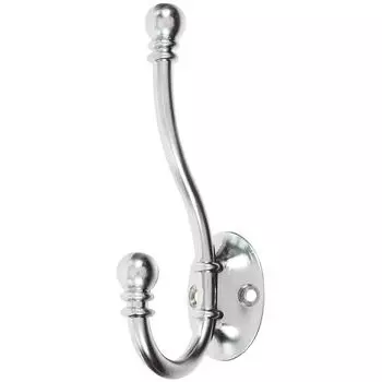 Крючок максимальная нагрузка 10 кг 130 мм сталь крепление на саморезы цвет матовый хром