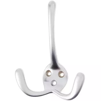 Крючок максимальная нагрузка 10 кг 100 мм сталь крепление на саморезы цвет матовый хром