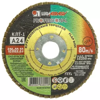 Круг лепестковый торцевой КЛТ1 Луга Р24 125x22.2 мм