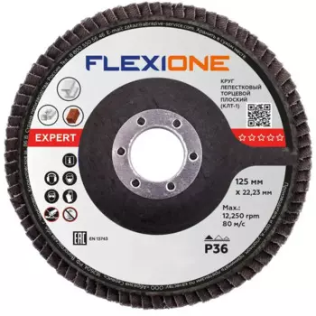 Круг лепестковый торцевой КЛТ1 по стали Flexione Р36 125x22.2 мм