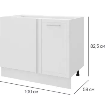 Кухонный шкаф напольный угловой Агидель 100x82.5x58 см МДФ цвет белый