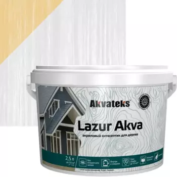 Лак-антисептик Akvateks Lazur Akva акриловый полуглянцевый белый 2.5 л