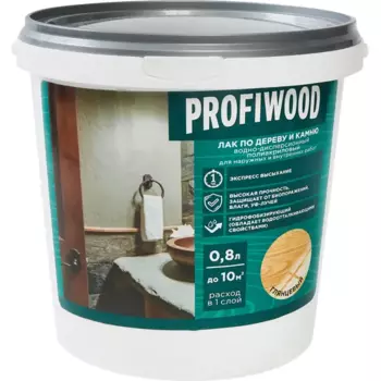 Лак для дерева и камня Profiwood 0.9 кг прозрачный