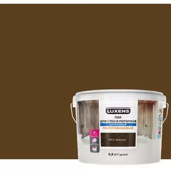 Лак для стен и потолков Luxens акриловый цвет орех полуглянцевый 0.9 л