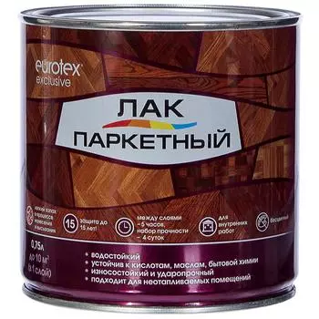 Лак паркетный алкид-уретановый Eurotex Exclusive полуматовый бесцветный 0.75 л