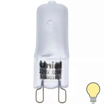 Лампа галогенная Uniel G9 60 Вт свет тёплый белый
