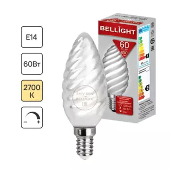 Лампа накаливания Belsvet свеча витая матовая E14 60 Вт свет тёплый белый