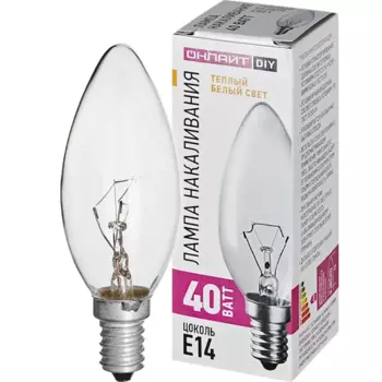 Лампа накаливания Е14 40 Вт теплый белый свет