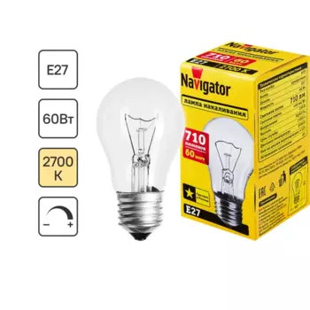 Лампа накаливания Navigator E27 230 В 60 Вт груша 710 лм
