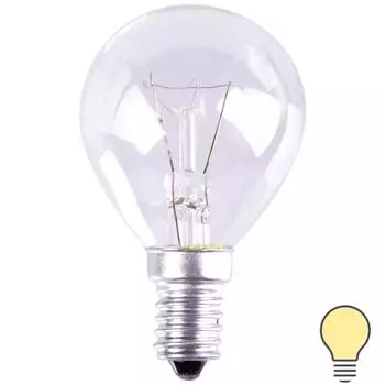 Лампа накаливания шар E14 25 Вт свет тёплый белый