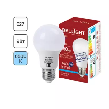 Лампа светодиодная Bellight Е27 220-240 В 9 Вт груша 750 лм холодный белый цвет света
