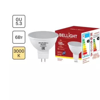 Лампа светодиодная Bellight MR16 GU5.3 220-240 В 6 Вт спот матовая 520 лм теплый белый свет