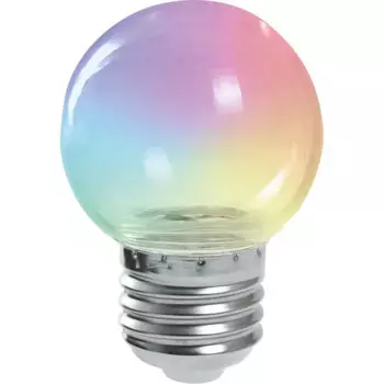 Лампа светодиодная Feron E27 LB-37 220 В 1 Вт шар регулируемый цвет света RGB прозрачный плафон