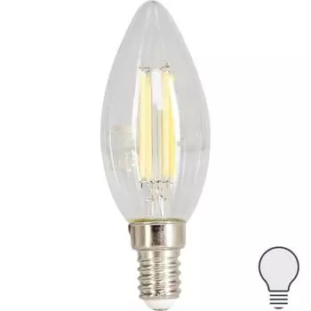 Лампа светодиодная филаментная Osram E14 220 В 5 Вт свеча прозрачная 520 лм белый свет, для диммера