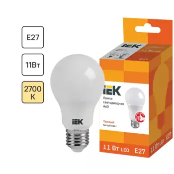 Лампа светодиодная IEK Шар E27 11 Вт 3000 К свет тёплый белый