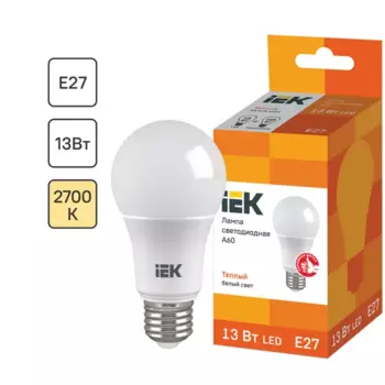 Лампа светодиодная IEK Шар E27 13 Вт 3000 К свет тёплый белый