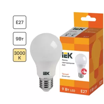 Лампа светодиодная IEK Шар E27 9 Вт 3000 К свет тёплый белый