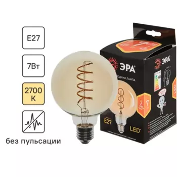 Лампа светодиодная Эра G95-7W-824-E27 E27 170-240 В 7 Вт шар 580 Лм теплый белый свет