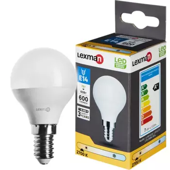 Лампа светодиодная Lexman E14 175-250 В 7 Вт шар 600 лм теплый белый цвет света