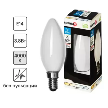 Лампа светодиодная Lexman E14 220-240 В 4 Вт свеча матовая 400 лм нейтральный белый свет