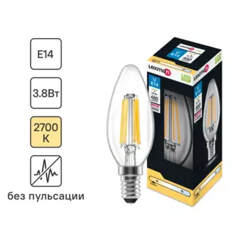 Лампа светодиодная Lexman E14 220-240 В 4 Вт свеча прозрачная 400 лм теплый белый свет
