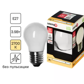 Лампа светодиодная Lexman E27 220-240 В 4 Вт шар матовая 400 лм теплый белый свет
