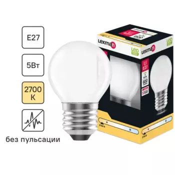 Лампа светодиодная Lexman E27 220-240 В 5 Вт шар матовая 600 лм теплый белый свет