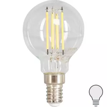 Лампа светодиодная Osram E14 220 В 6 Вт шар прозрачная 800 лм белый свет