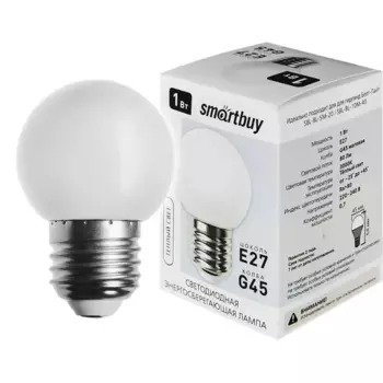 Лампа светодиодная Smartbuy Matte G45-01W/3000/E27 E27 220 В 1 Вт шар малый 80 лм цвет света теплый белый