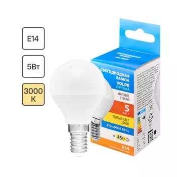 Лампа светодиодная Volpe E14 220-240 В 5 Вт шар малый матовая 470 лм теплый белый свет