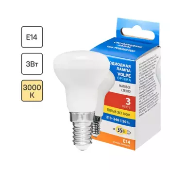 Лампа светодиодная Volpe E14 220-240 В 3 Вт гриб матовая 400 лм теплый белый свет