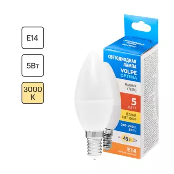 Лампа светодиодная Volpe E14 220-240 В 5 Вт свеча матовая 470 лм теплый белый свет