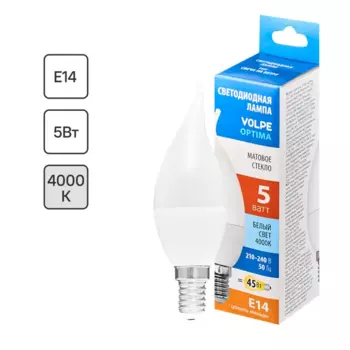 Лампа светодиодная Volpe E14 220-240 В 5 Вт свеча на ветру матовая 470 лм нейтральный белый свет