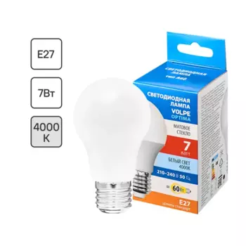 Лампа светодиодная Volpe E27 220-240 В 7 Вт груша матовая 600 лм нейтральный белый свет