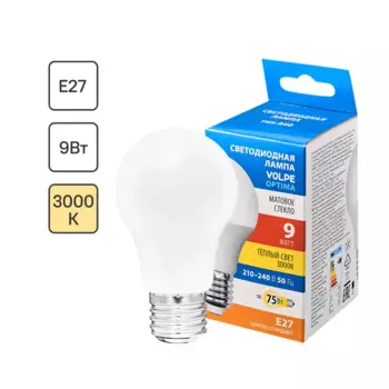 Лампа светодиодная Volpe E27 220-240 В 9 Вт груша матовая 750 лм теплый белый свет