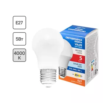 Лампа светодиодная Volpe E27 220-240 В 5 Вт груша матовая 470 лм нейтральный белый свет