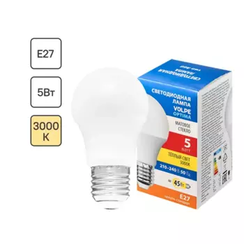 Лампа светодиодная Volpe E27 220-240 В 5 Вт груша матовая 470 лм теплый белый свет