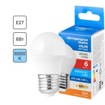 Лампа светодиодная Volpe E27 6 Вт 600 Лм, холодный белый свет