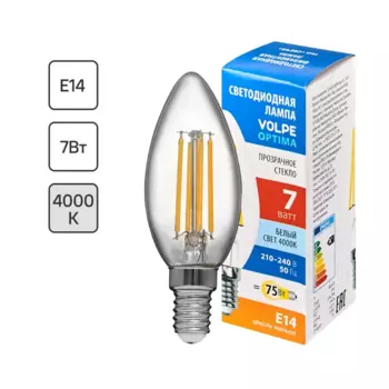 Лампа светодиодная Volpe LEDF E14 220-240 В 7 Вт свеча прозрачная 750 лм нейтральный белый свет