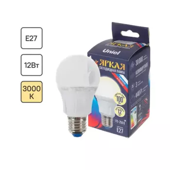 Лампа светодиодная Яркая E27 12 Вт 1050 Лм свет тёплый белый