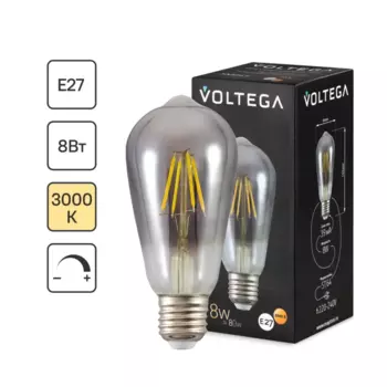 Лампочка декоративная ST64 дымчатая 8 Вт E27 8515 диммируемая теплый белый свет