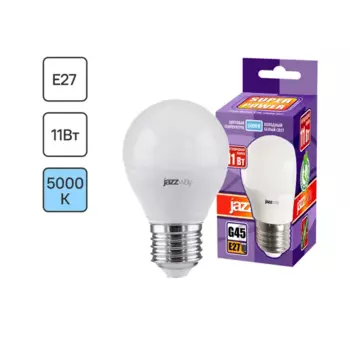 Лампочка светодиодная G45 11 Вт E27 5000 К нейтральный белый свет