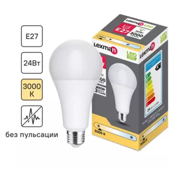 Лампочка светодиодная Lexman груша E27 3000 лм теплый белый свет 24 Вт