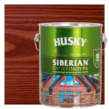 Лазурь для дерева Husky Siberian Суперлазурь цвет красное дерево 2.7 л
